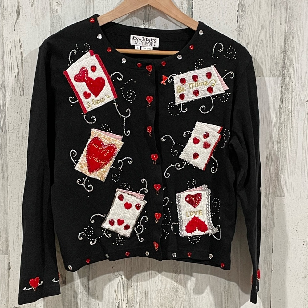JACK B. QUICK Vintage Valentine’s Day Cotton Cardigan Size Large